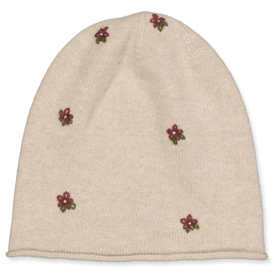 MP Denmark Helsinki floral Beanie, Mütze mit Cashmere, Beige Melange