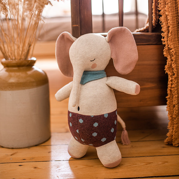 Ava&Yves Kuscheltier Elefant mit gepunkteter Hose, naturweiss