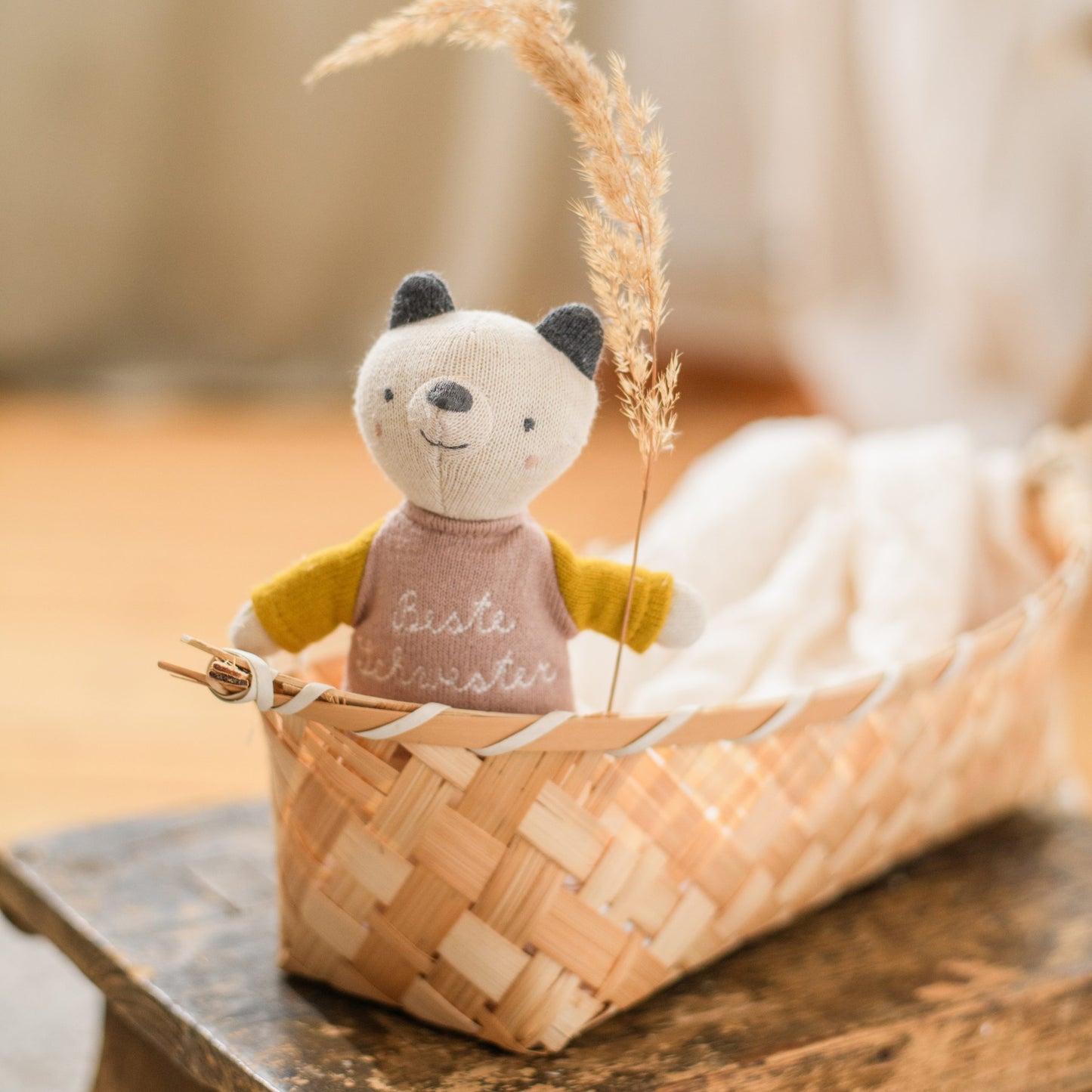 Ava&Yves Bär, Panda "Beste Schwester", rosa gelb