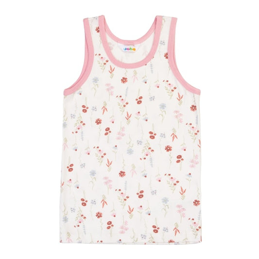 Joha Unterhemd, weiß / rosa mit Blumen, Baumwolle