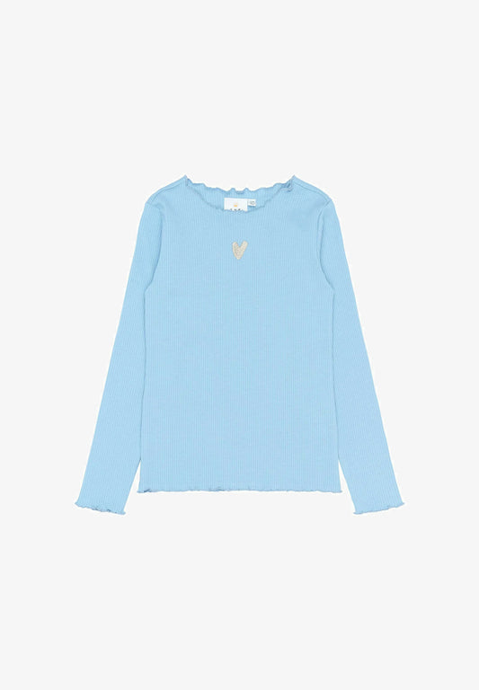 The New TNSTRianna Langarmshirt Rib Tee Forever Blue, hellblau mit Herz