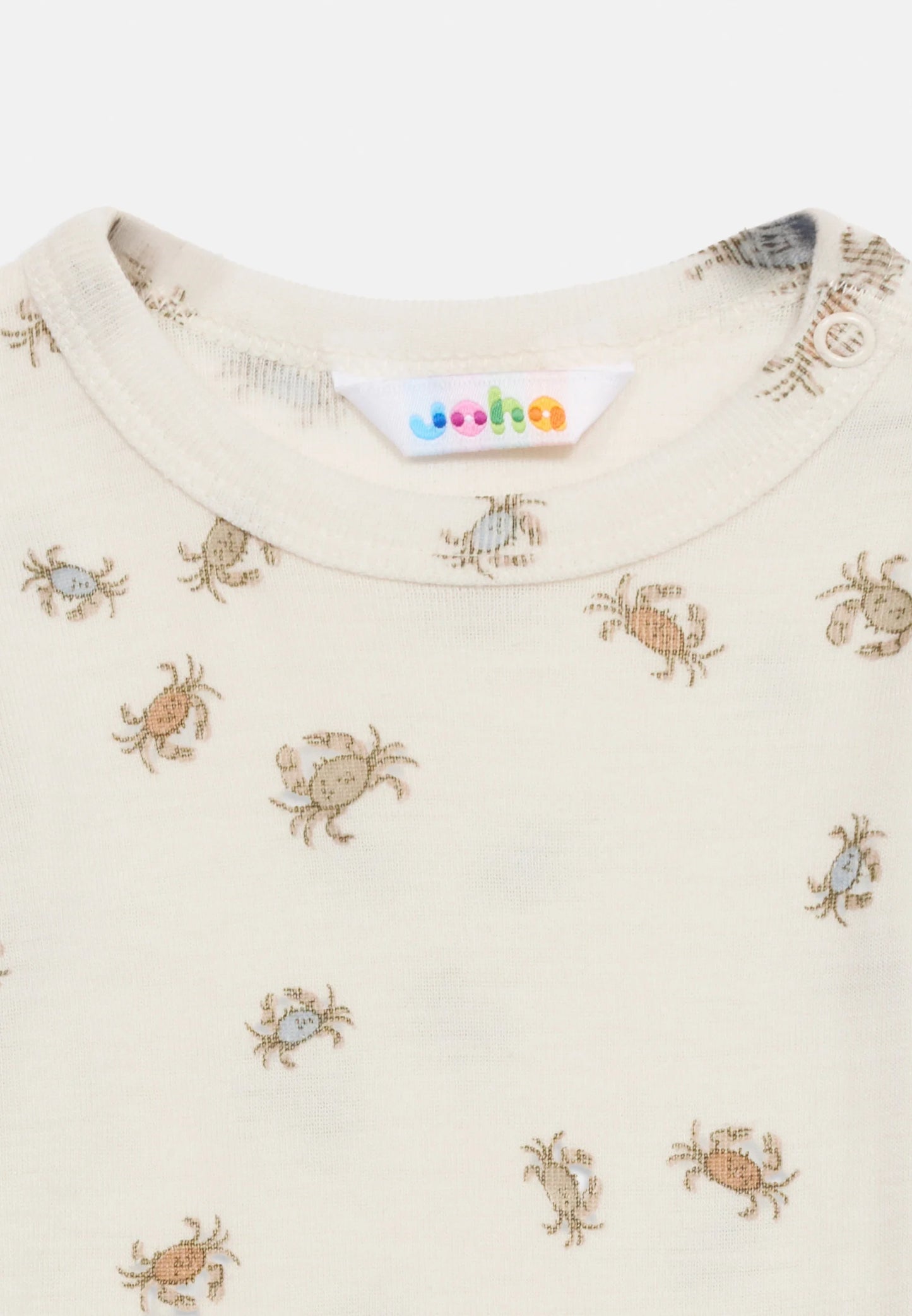 Joha, Kurzarm-Body Krebse, weiß, Merinowolle / Seide