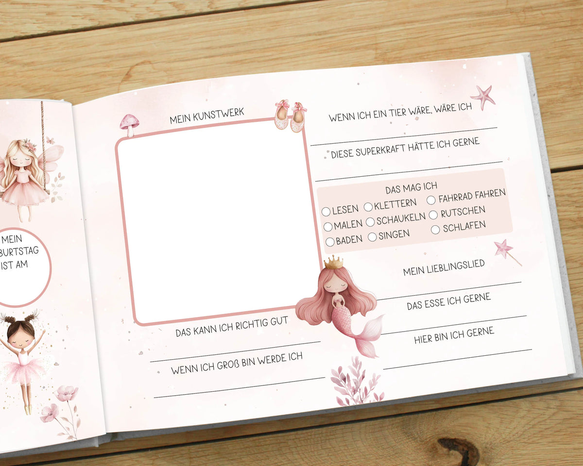 Heeaven Freundebuch, Meine zauberhaften Freunde, Feen Ballerina Meerjungfrauen, rosa