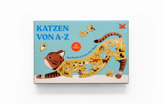 Laurence King Verlag Katzen von A - Z, Puzzle in Form einer Katze, 50 Teile