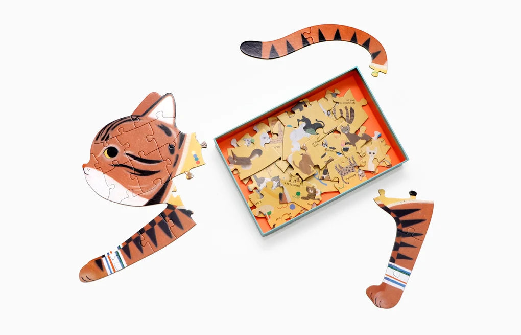 Laurence King Verlag Katzen von A - Z, Puzzle in Form einer Katze, 50 Teile