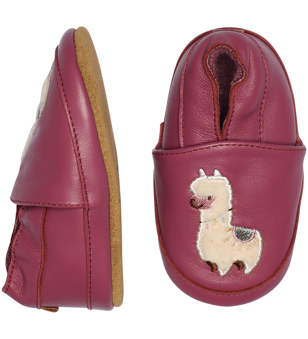 Melton Leder-Krabbelschuhe, Lederschühchen Lama pink