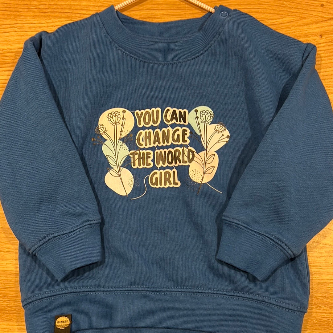 Bentje-Design Pullover You can change the world blau