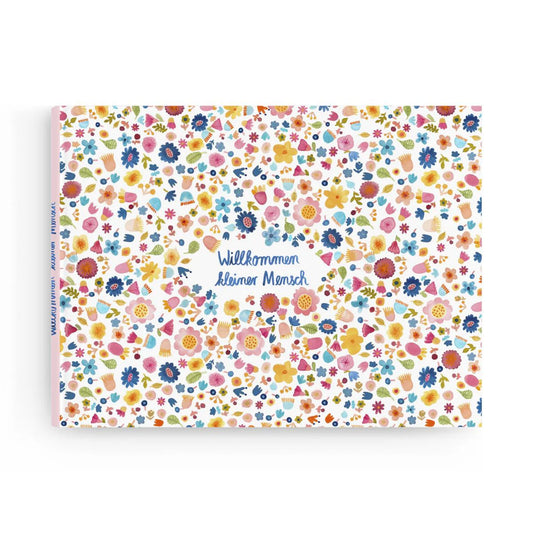 Frau Ottilie Willkommen kleiner Mensch, Babyalbum, bunt mit Blumen