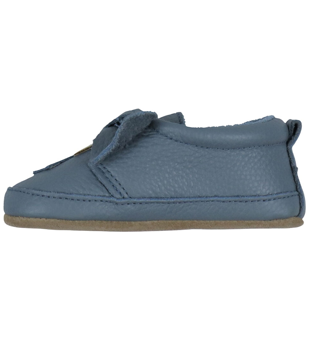Melton Leder-Krabbelschuhe, Lederschühchen Elefanten, blau