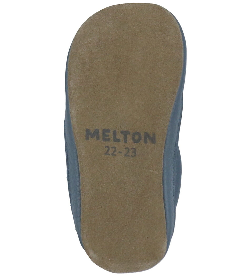 Melton Leder-Krabbelschuhe, Lederschühchen Elefanten, blau