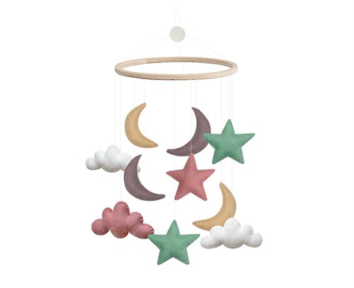 Gamcha Mobile Wolken Mond Sterne rosa lila grün weiß