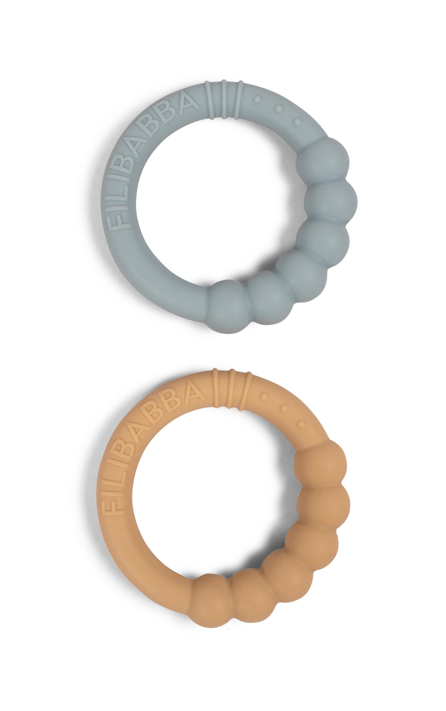 Filibabba Silikonbeißringe 2er-Pack, beige grün