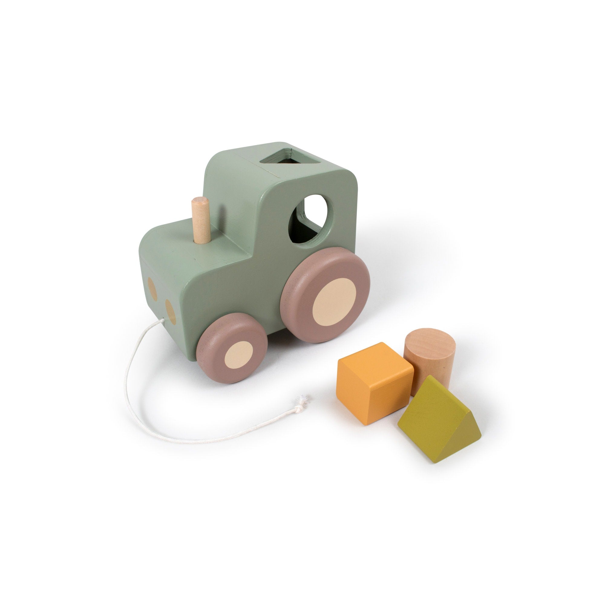 spielzeug zum hinterherziehen Filibabba Traktor zum Hinterherziehen mit Steckspiel aus Holz – Juno + Fips