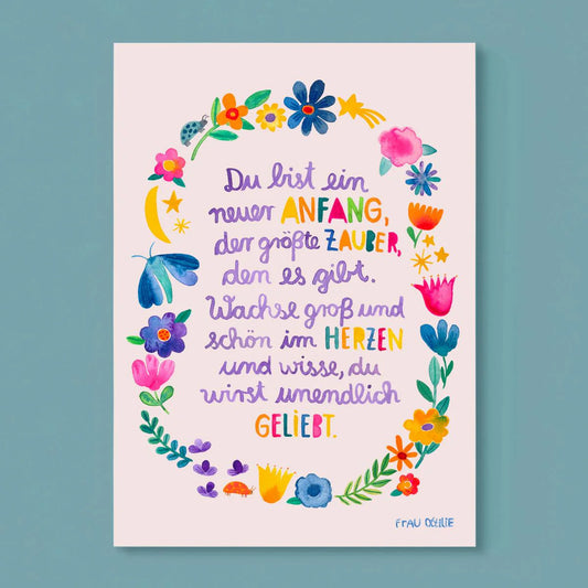 Frau Ottilie Print A4, Baby, Blumen