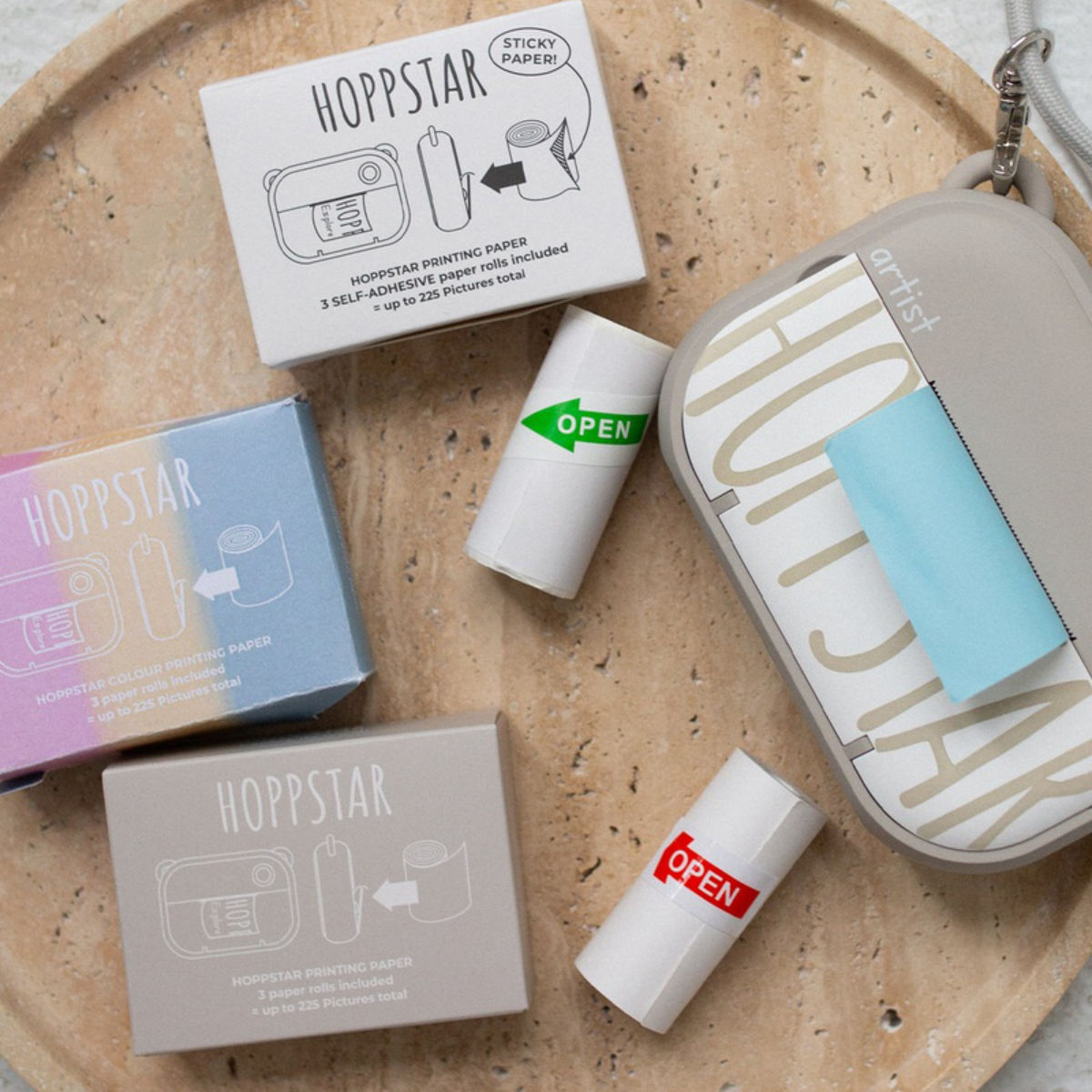 Hoppstar Papierrollen - farbig - 3er Nachfüllpack - für Hoppstar Artist Kamera