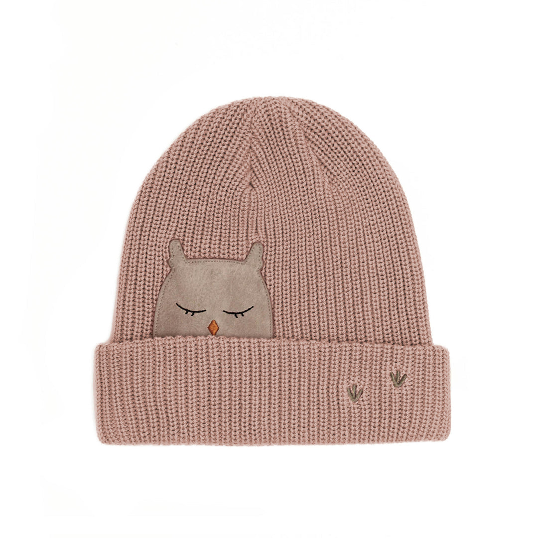 Little Who Mütze Beanie rosequartz mit Eule Grobstrick