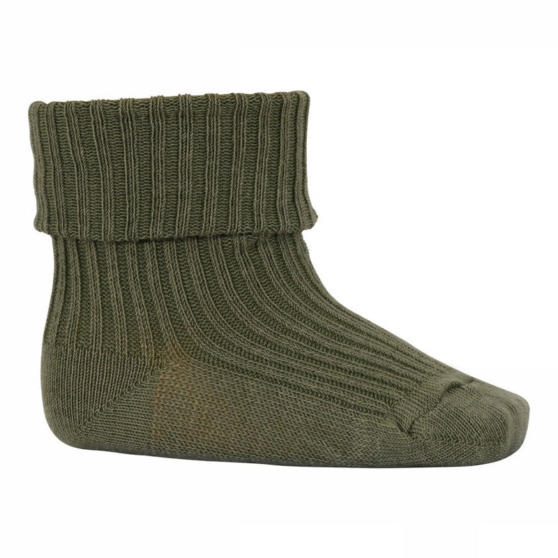 Mp Denmark gerippte Babysocken aus Baumwolle, olivine