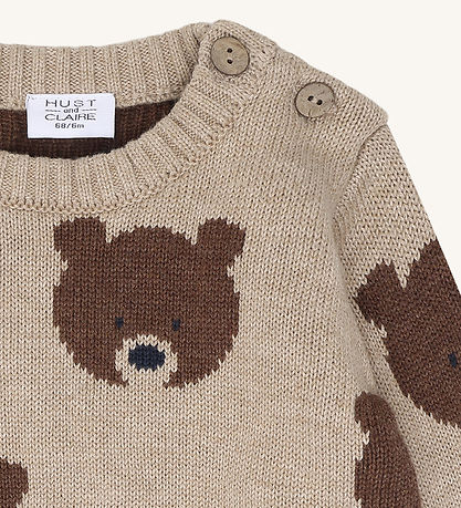 Hust & Claire HCPilou Bear Strickpullover beige melange braun