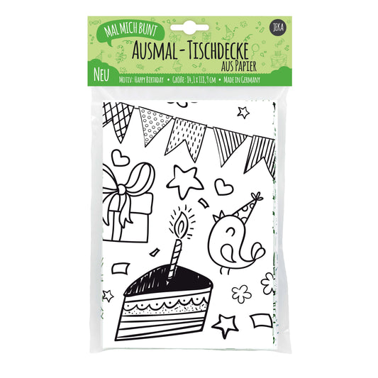 JEKA Ausmal-Tischdecke aus Papier, Happy Birthday, grün