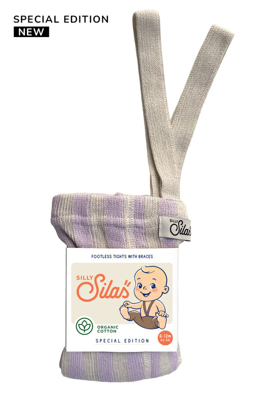 Silly Silas Leggings aus Baumwolle (GOTS) Special, lavender/cream striped