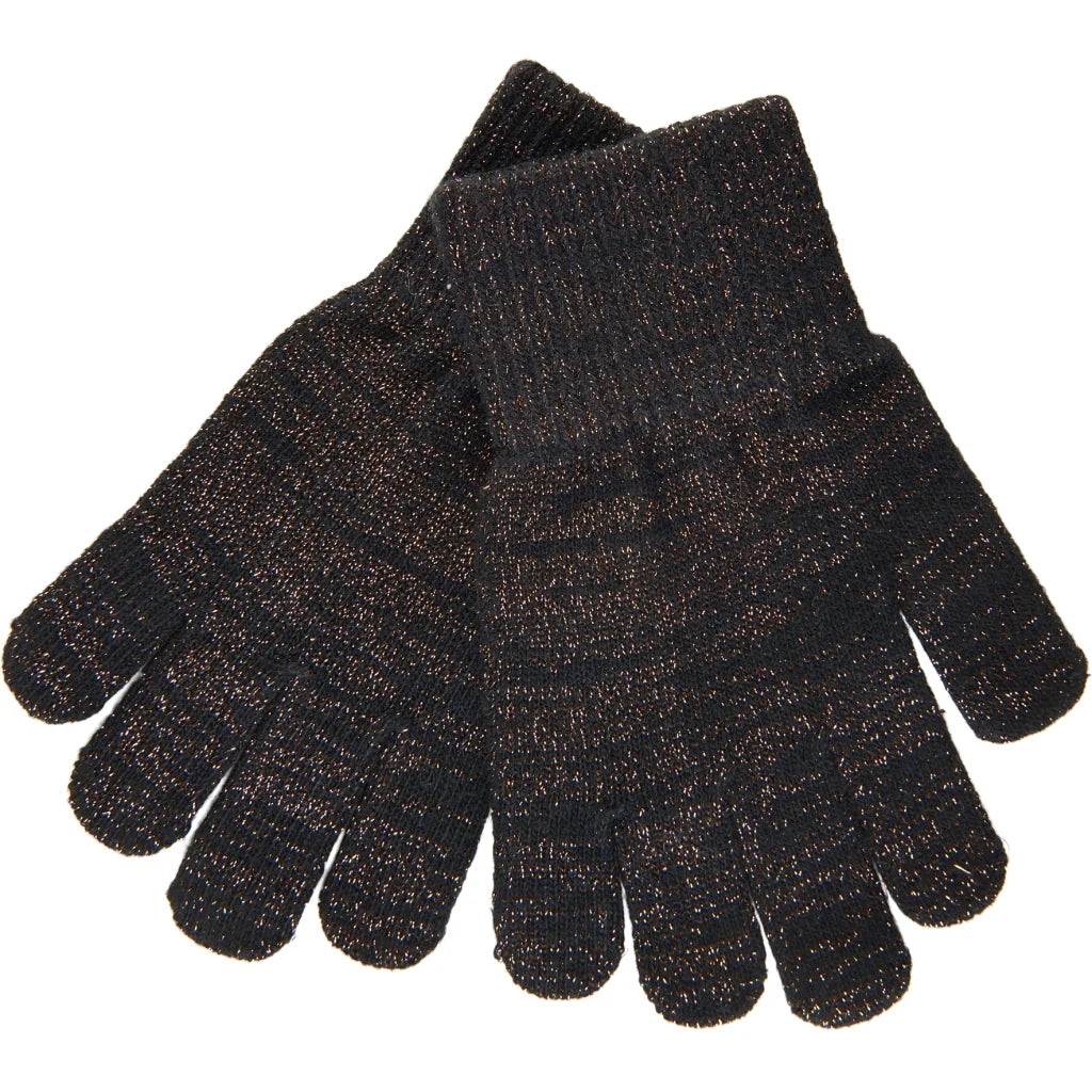 Mikk-Line Handschuhe black gold, schwarz mit Glitzer – Juno + Fips