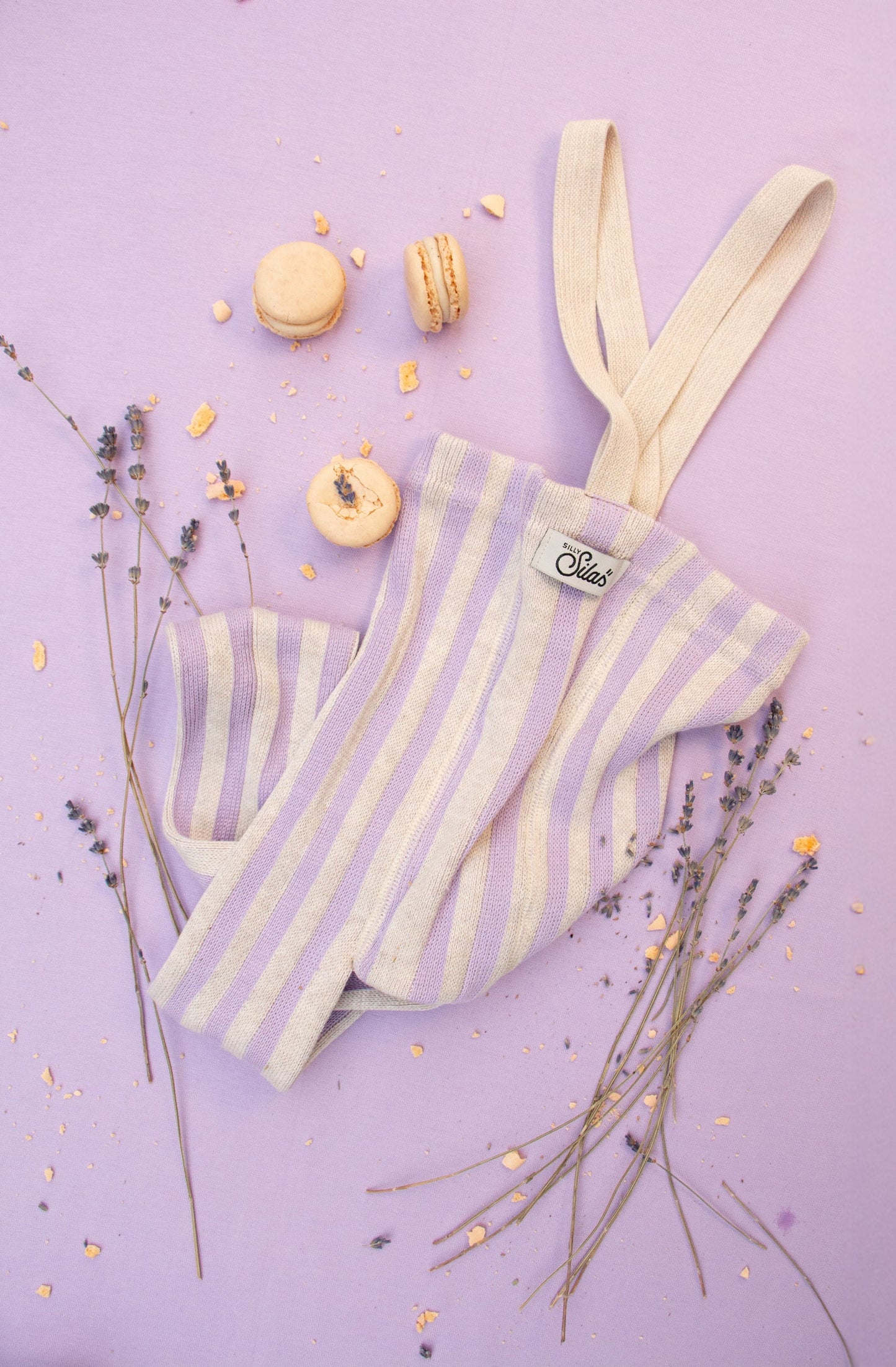 Silly Silas Leggings aus Baumwolle (GOTS) Special, lavender/cream striped