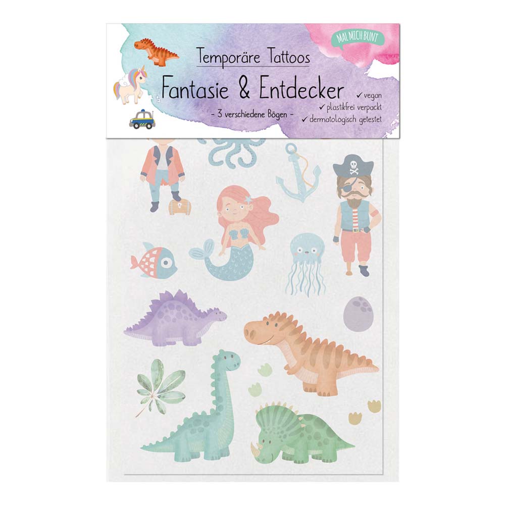 O`Shea Tattoos Fantasie und Entdecker 3 Motivbögen, lila