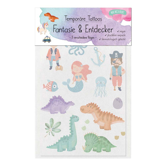 O`Shea Tattoos Fantasie und Entdecker 3 Motivbögen, lila