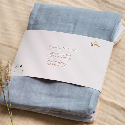 Baby Bello Musselintücher 3er Pack Cashmere Blue