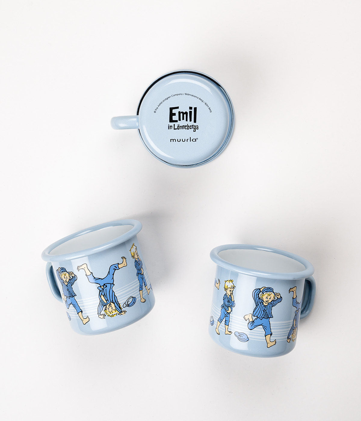 Muurla Becher aus Emaille Michel aus Lönneberga 2,5dl Emil blau
