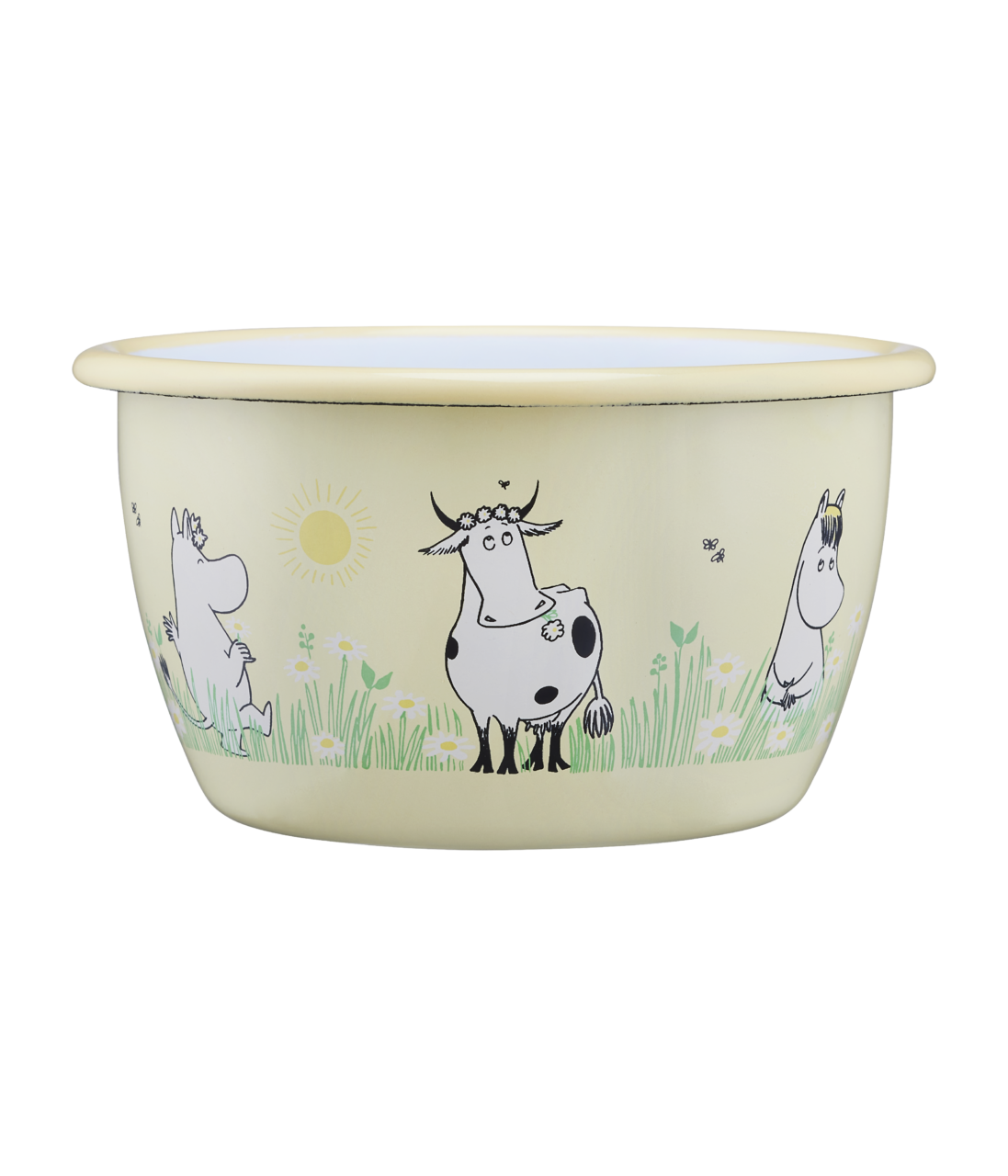 Muurla Moomins Schüssel, Bowl, aus Emaille 3dl Meadow, gelb, Wiese
