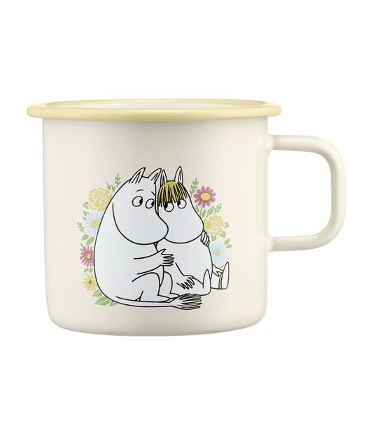 Muurla Moomins Becher aus Emaille 5,5dl Flowers, gelb