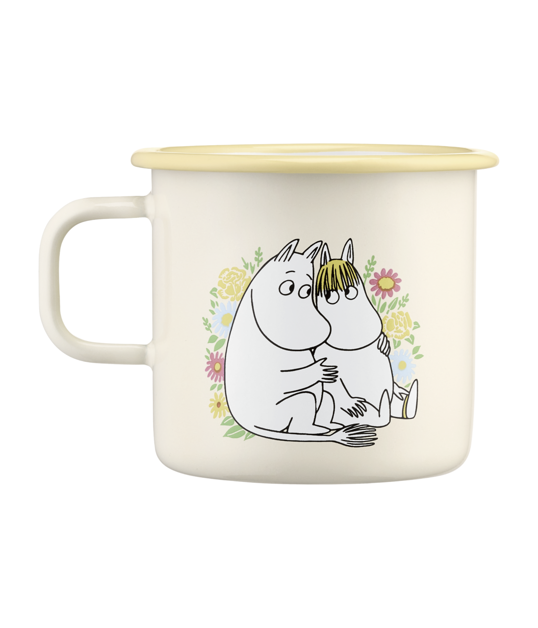 Muurla Moomins Becher aus Emaille 5,5dl Flowers, gelb