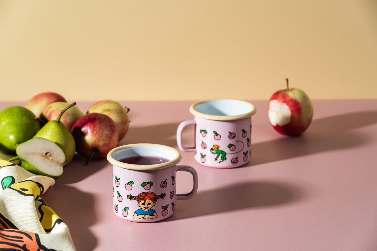 Muurla Becher Emaille Pippi Langstrumpf - Fruits 2,5dl rosa gelb