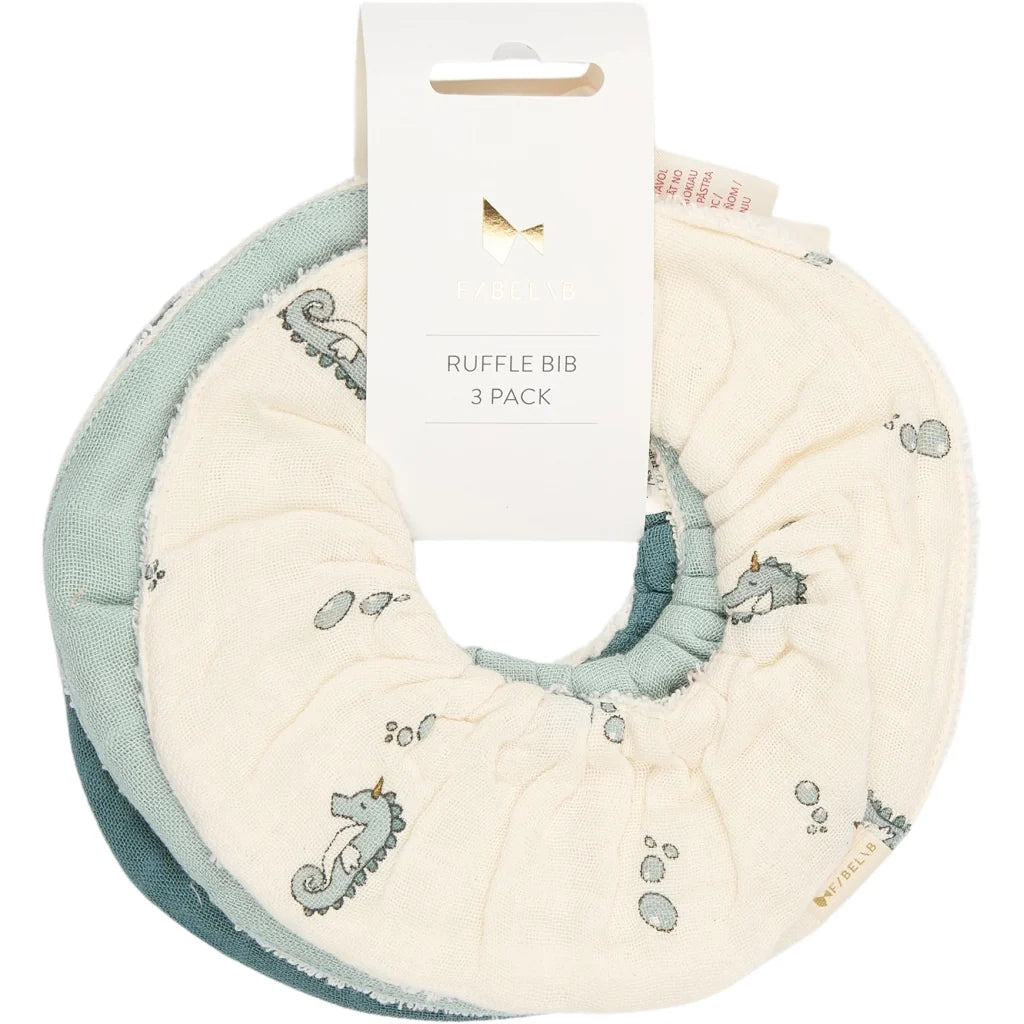 Fabelab Lätzchen 3-er Pack Ruffle Bib, Under the Sea, blau