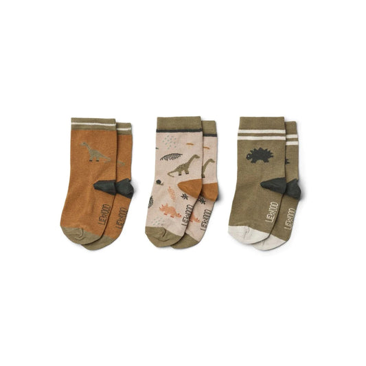 Liewood Sila Socken 3er Pack Socks Dino Dark Sandy Mix