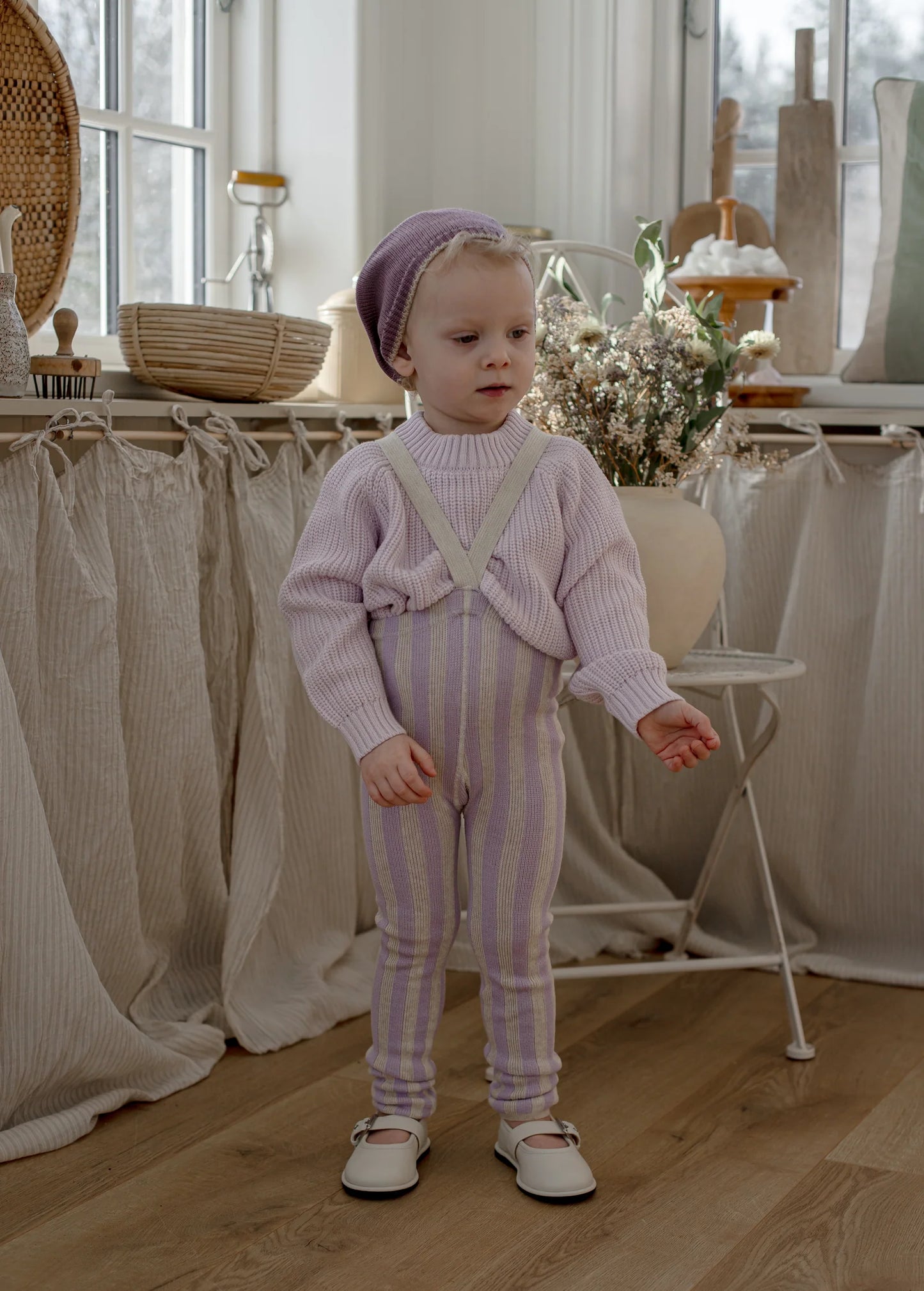 Silly Silas Leggings aus Baumwolle (GOTS) Special, lavender/cream striped
