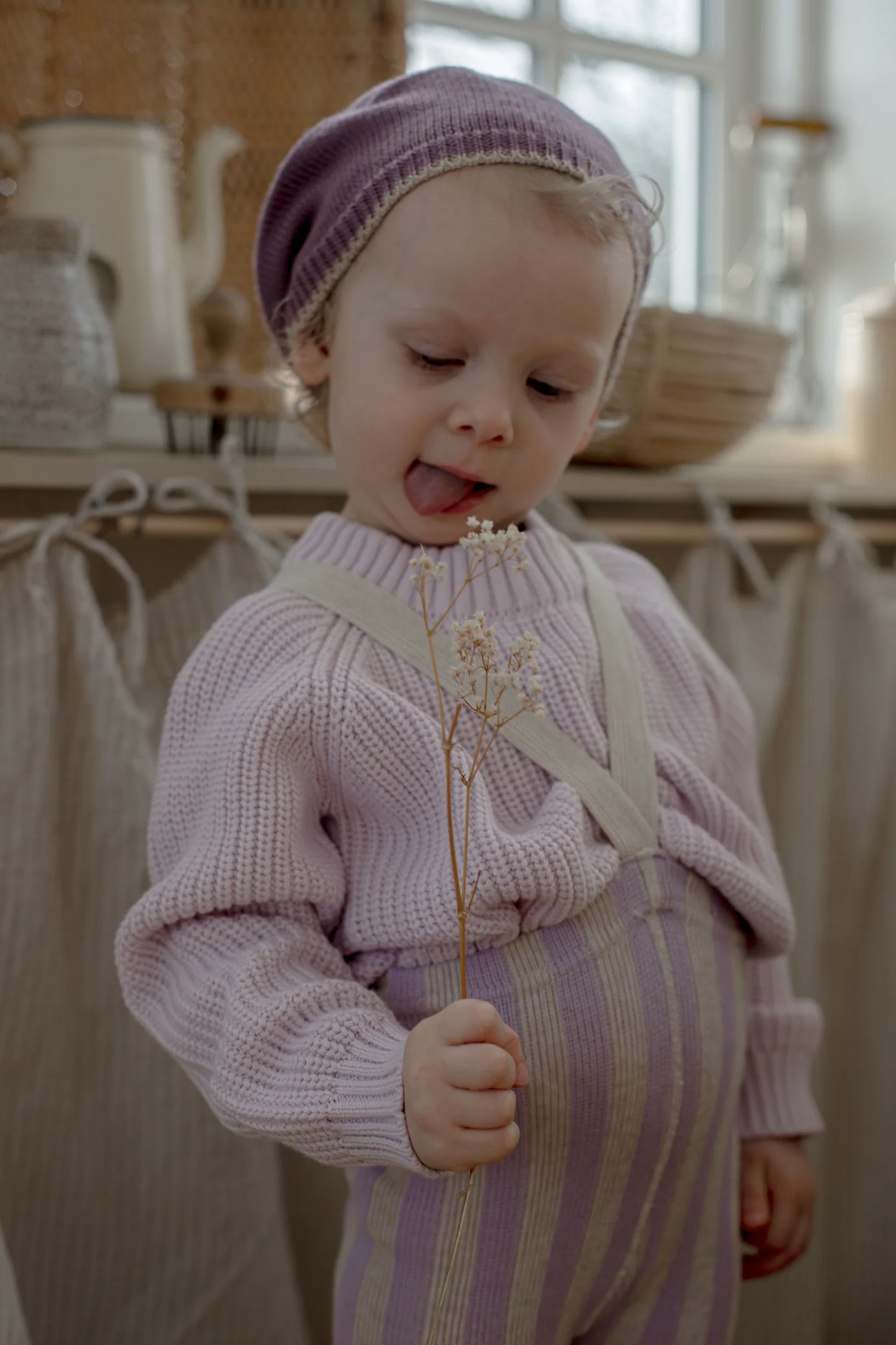 Silly Silas Leggings aus Baumwolle (GOTS) Special, lavender/cream striped