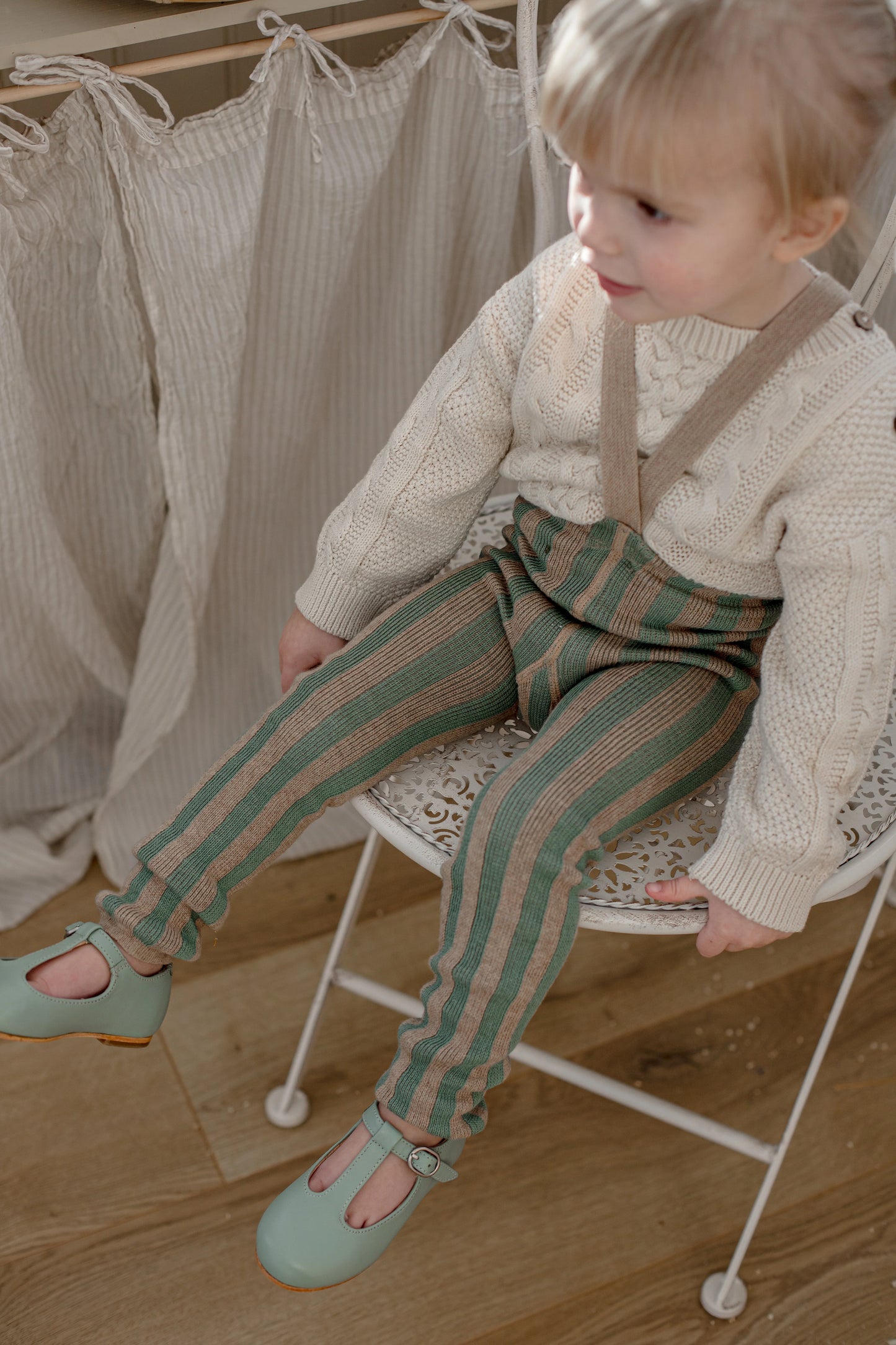 Silly Silas Leggings aus Baumwolle (GOTS) Special, matcha/peanut striped
