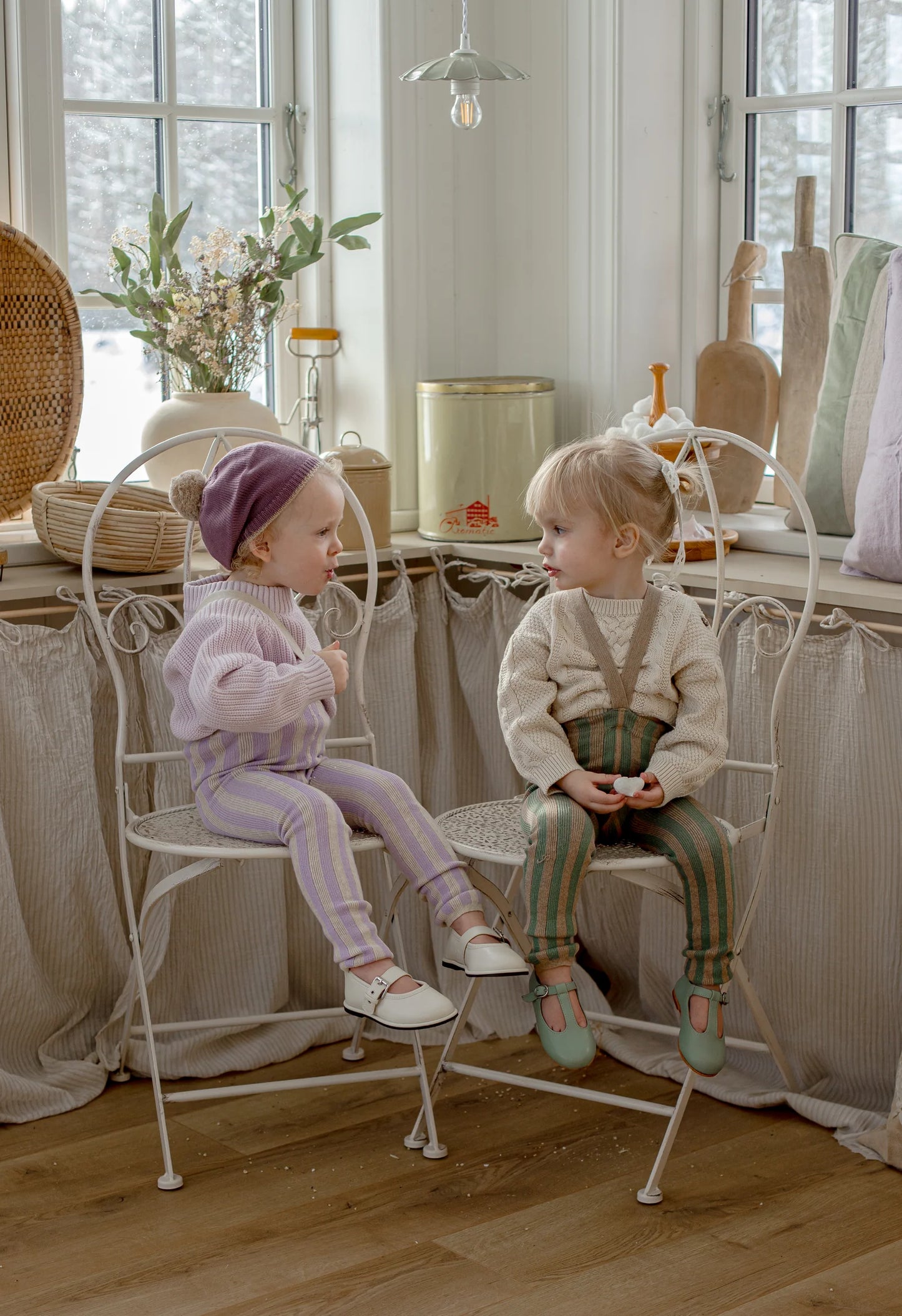 Silly Silas Leggings aus Baumwolle (GOTS) Special, lavender/cream striped
