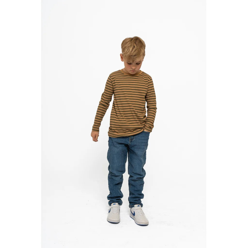 The New TnLane Rib Tee gestreift, Langarmshirt tannin, braun