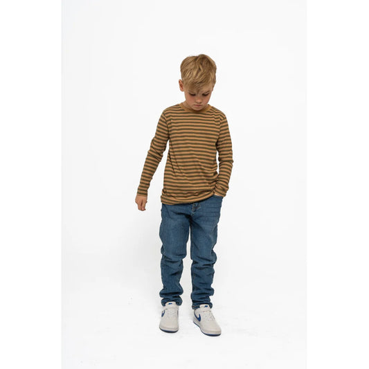 The New TnLane Rib Tee gestreift, Langarmshirt tannin, braun