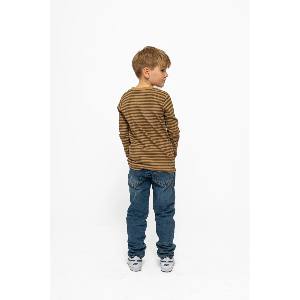 The New TnLane Rib Tee gestreift, Langarmshirt tannin, braun