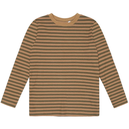 The New TnLane Rib Tee gestreift, Langarmshirt tannin, braun