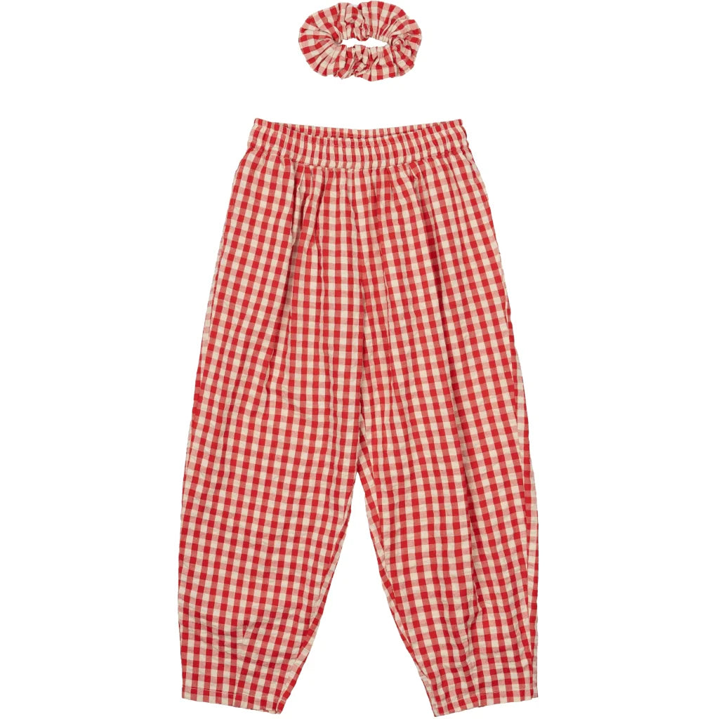 The New TNNally Karottenhose mit Scrunchie, Hose, poppy red check