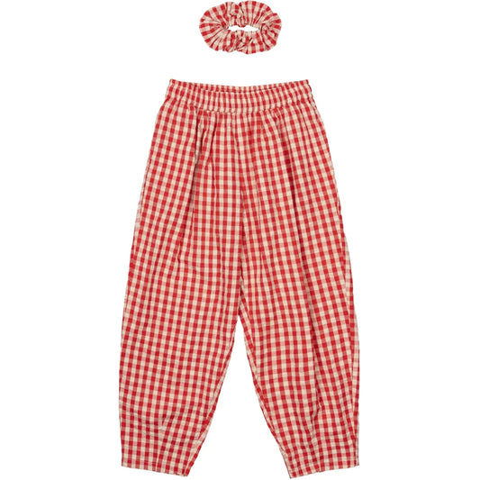 The New TNNally Karottenhose mit Scrunchie, Hose, poppy red check