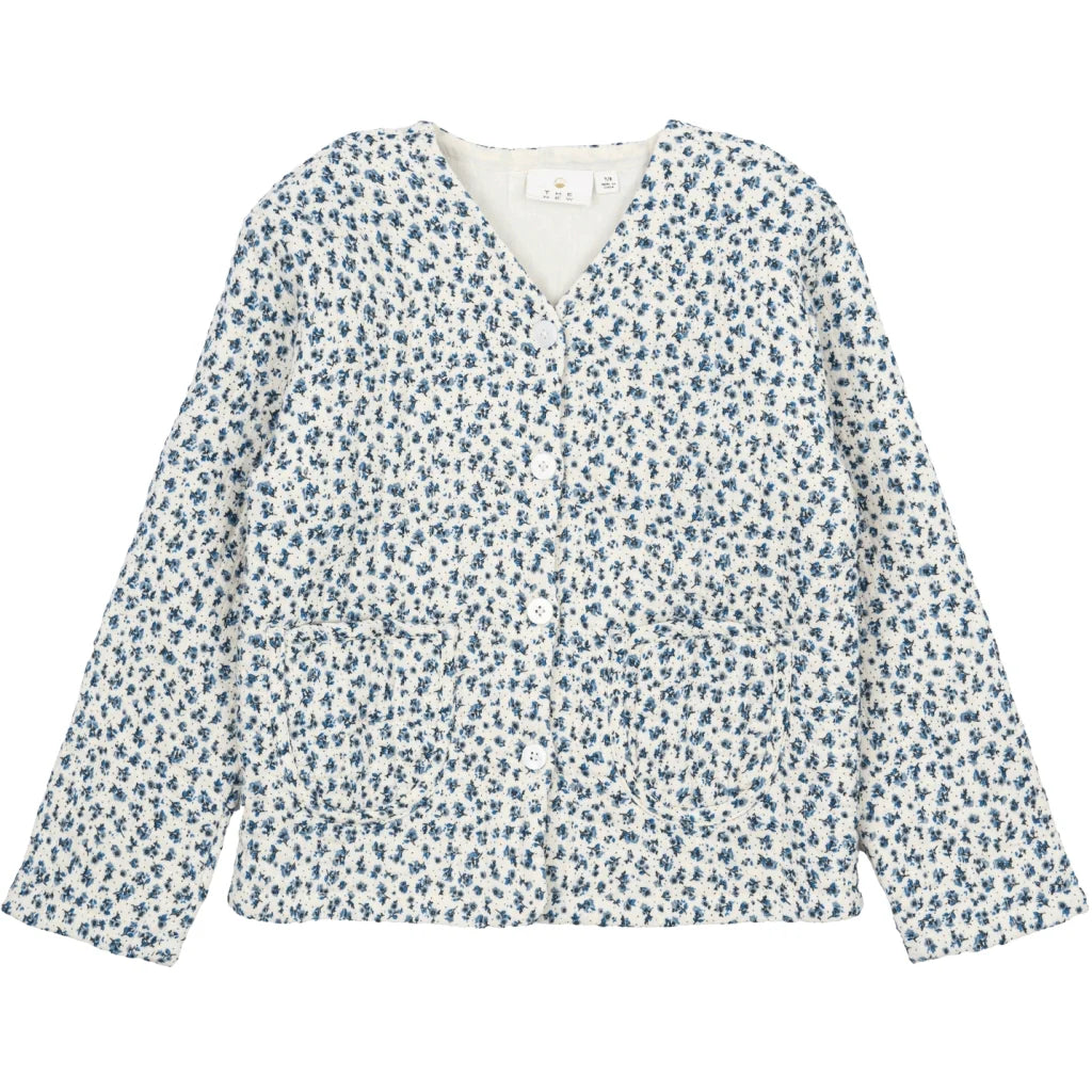 The New TNNIKI Quilted Jacket white swan AOP, blaue Streublumen, Jacke