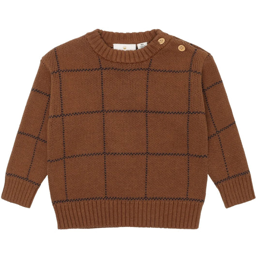 The New Tnsleon Jacquard Pullover toffee check aop