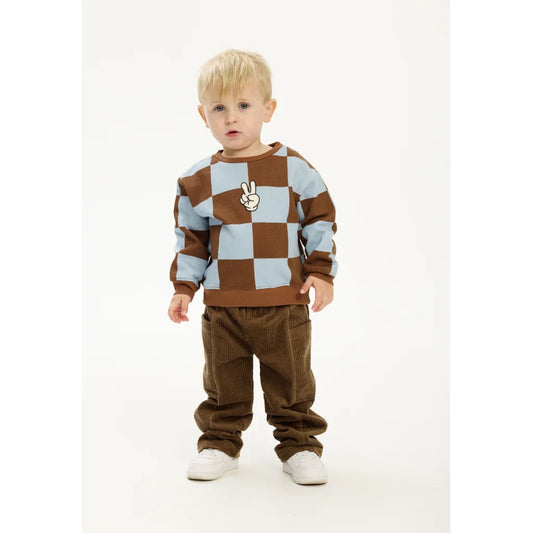 The New TNSTPaulie OS Sweatshirt toffee check blau hellblau