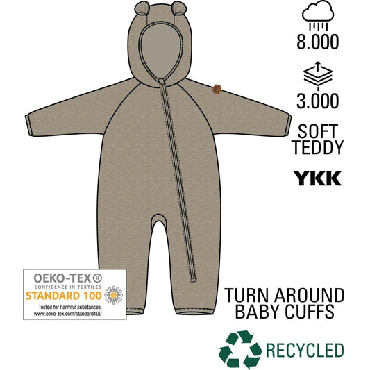 Mikk-Line Teddy-Anzug mit Ohren, creme, doeskin, 17013
